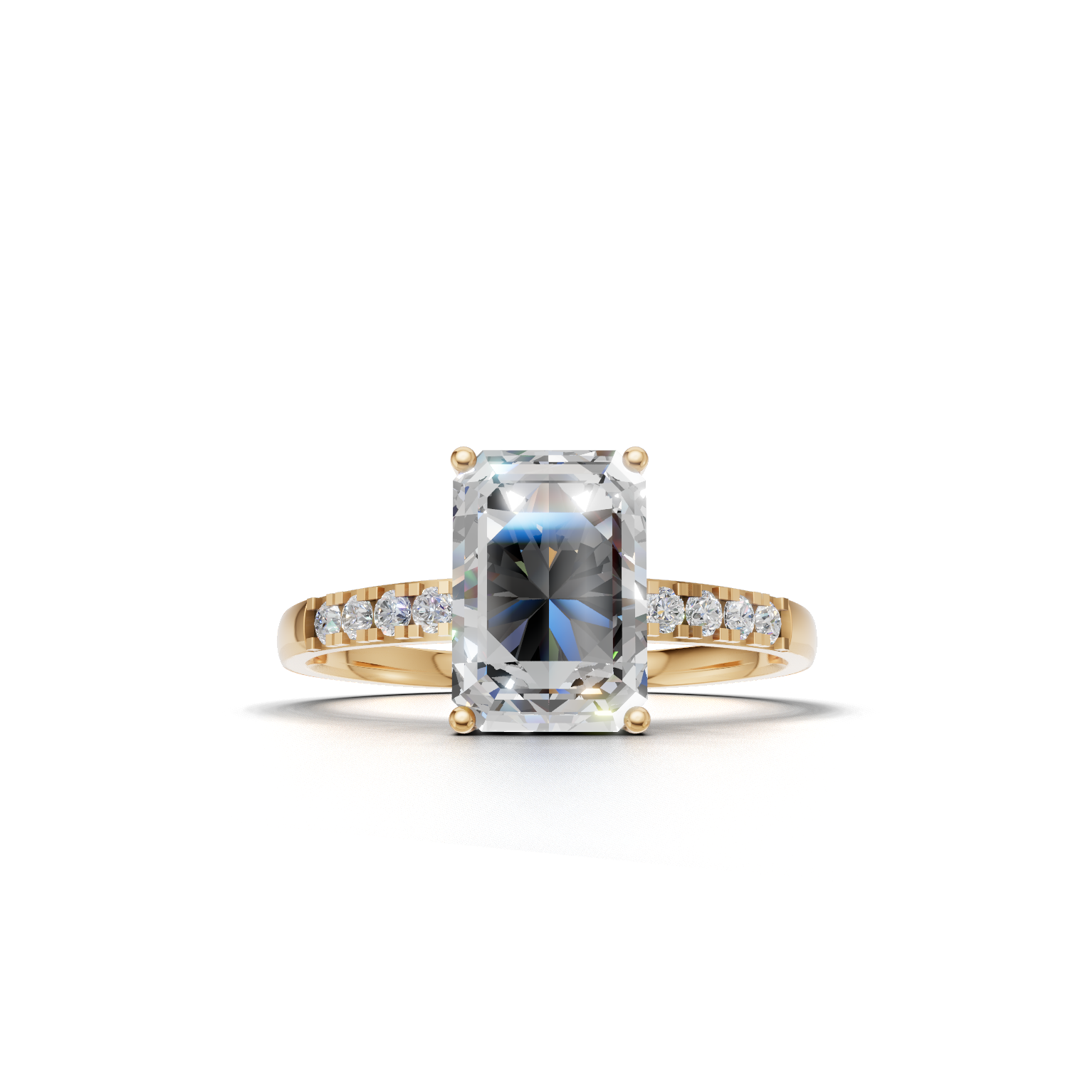 Ring Emerald Side Dia K14 Yellow Gold 1ct