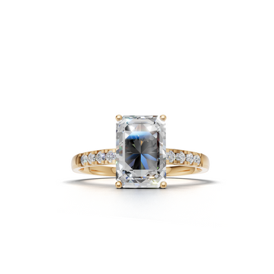 Ring Emerald Side Dia K14 Yellow Gold 1ct