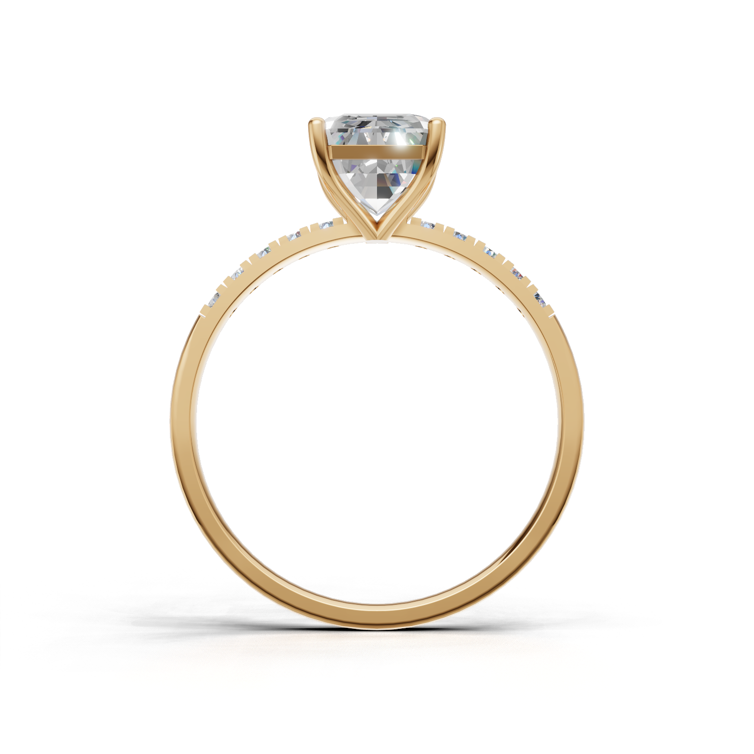 Ring Emerald Side Dia K14 Yellow Gold 1ct