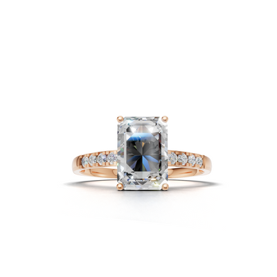 Ring Emerald Side Dia K18 Pink Gold 1ct