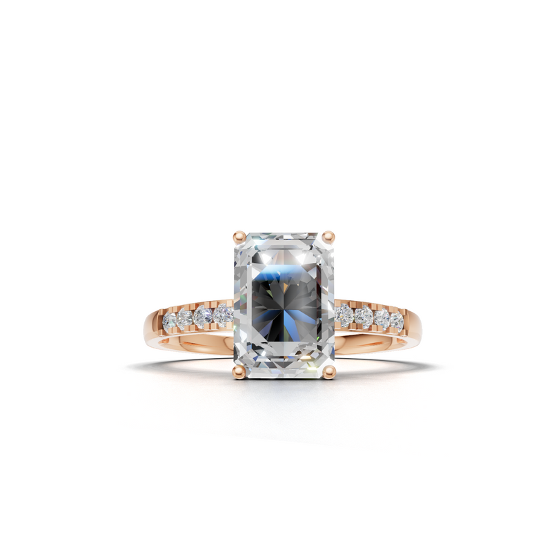 Emerald Lab Grown Diamond Side Stone Ring