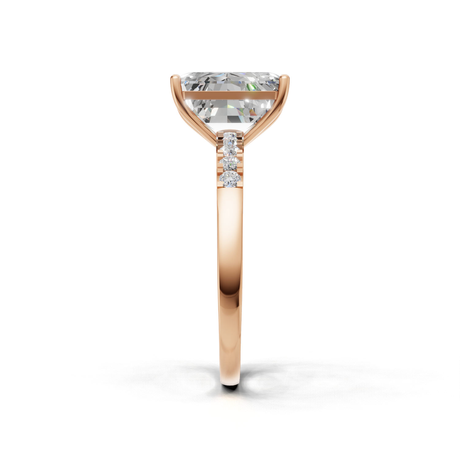 Ring Emerald Side Dia K18 Pink Gold 1ct