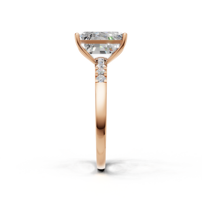 Ring Emerald Side Dia K18 Pink Gold 1ct