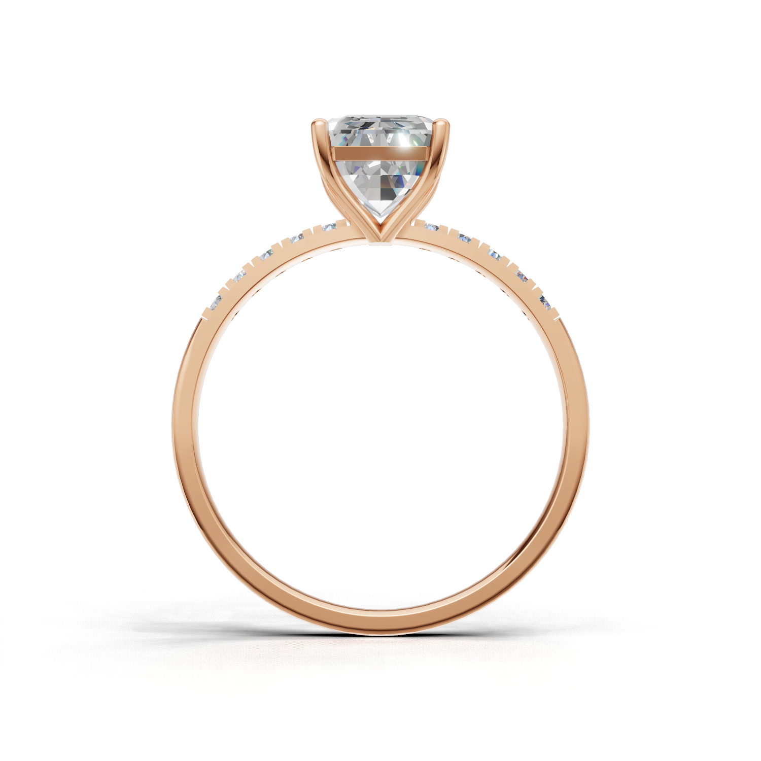 Ring Emerald Side Dia K18 Pink Gold 1ct