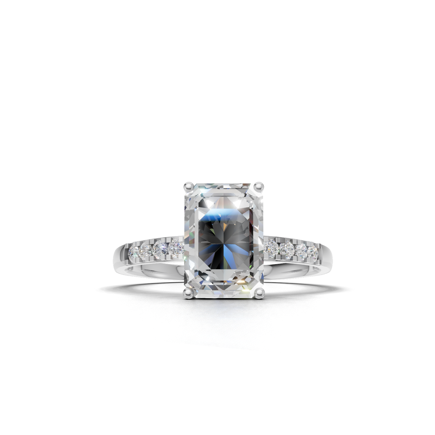 Emerald Lab Grown Diamond Side Stone Ring