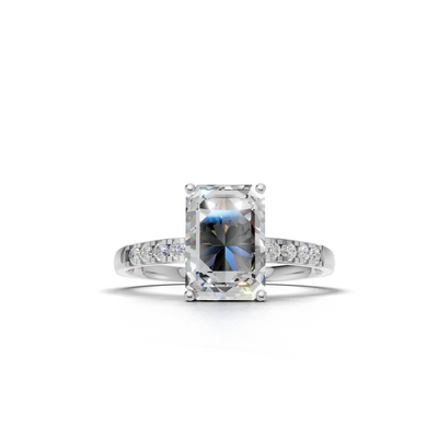 Emerald Lab Grown Diamond Side Stone Ring