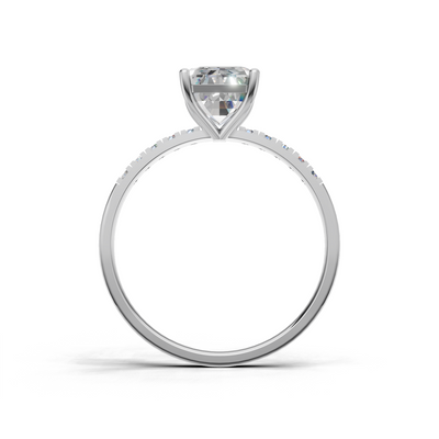 Ring Emerald Side Dia 18k White Gold 1ct