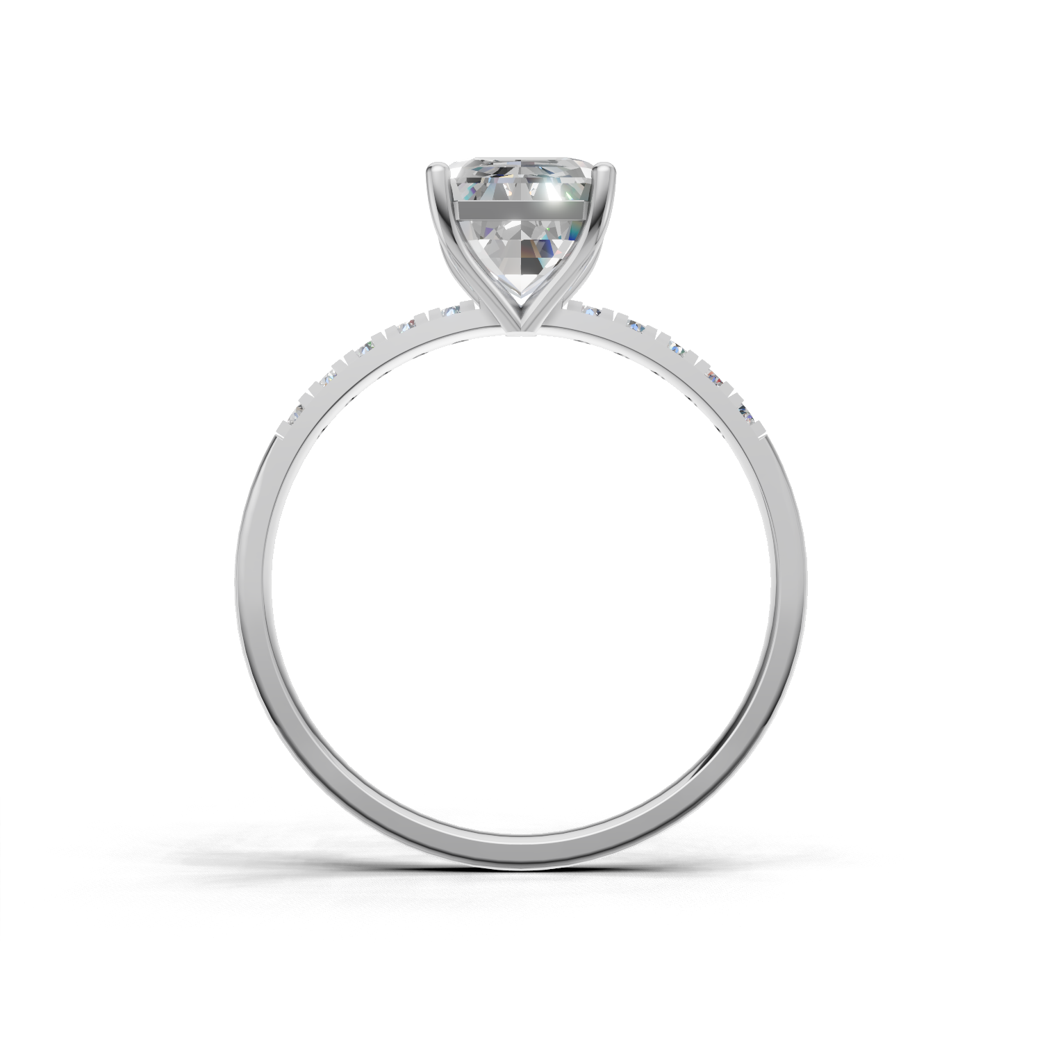 Emerald Lab Grown Diamond Side Stone Ring