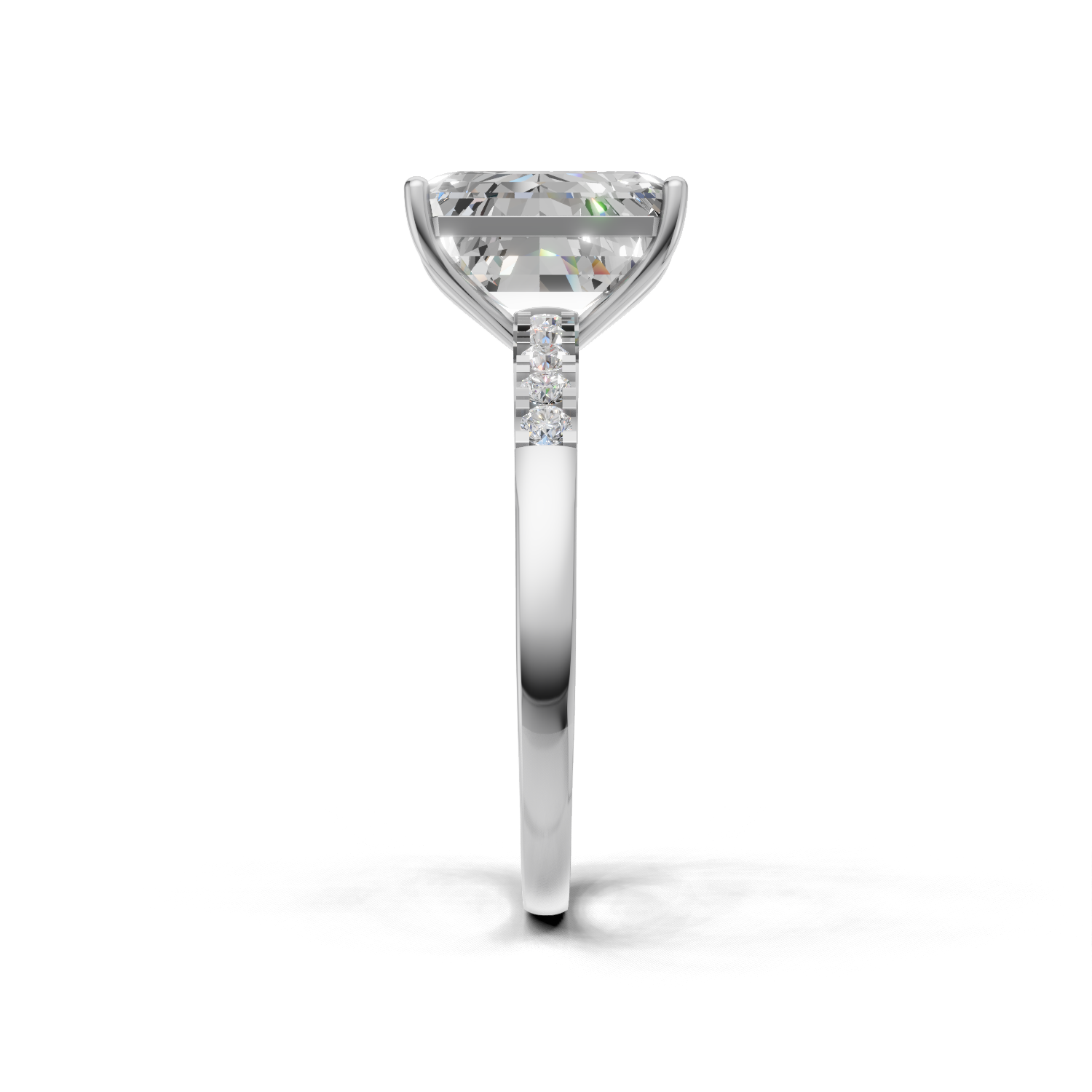 Emerald Lab Grown Diamond Side Stone Ring
