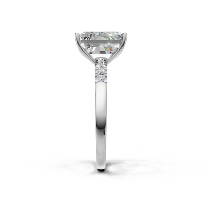 Emerald Lab Grown Diamond Side Stone Ring