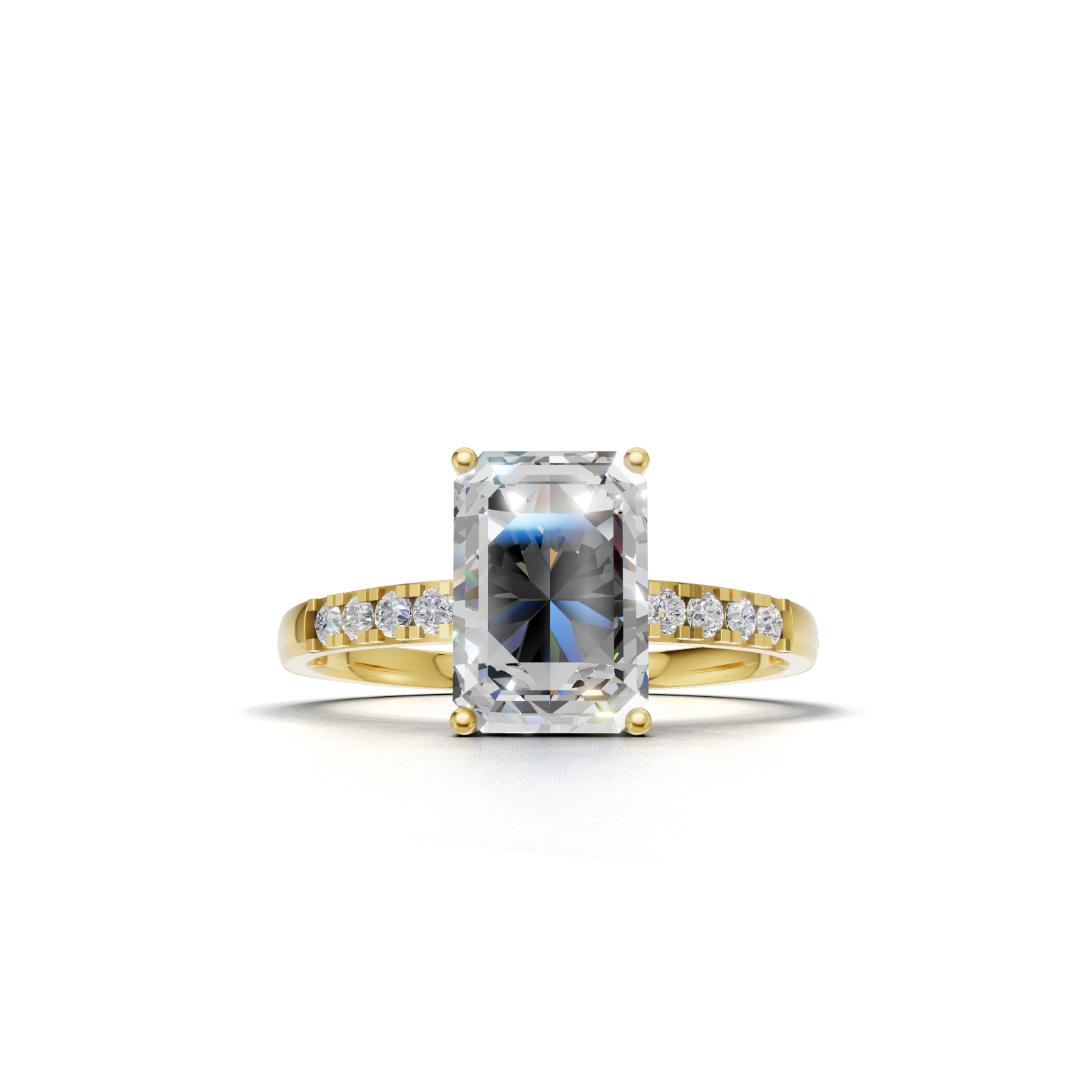 Ring Emerald Side Dia 18k Yellow Gold 1ct