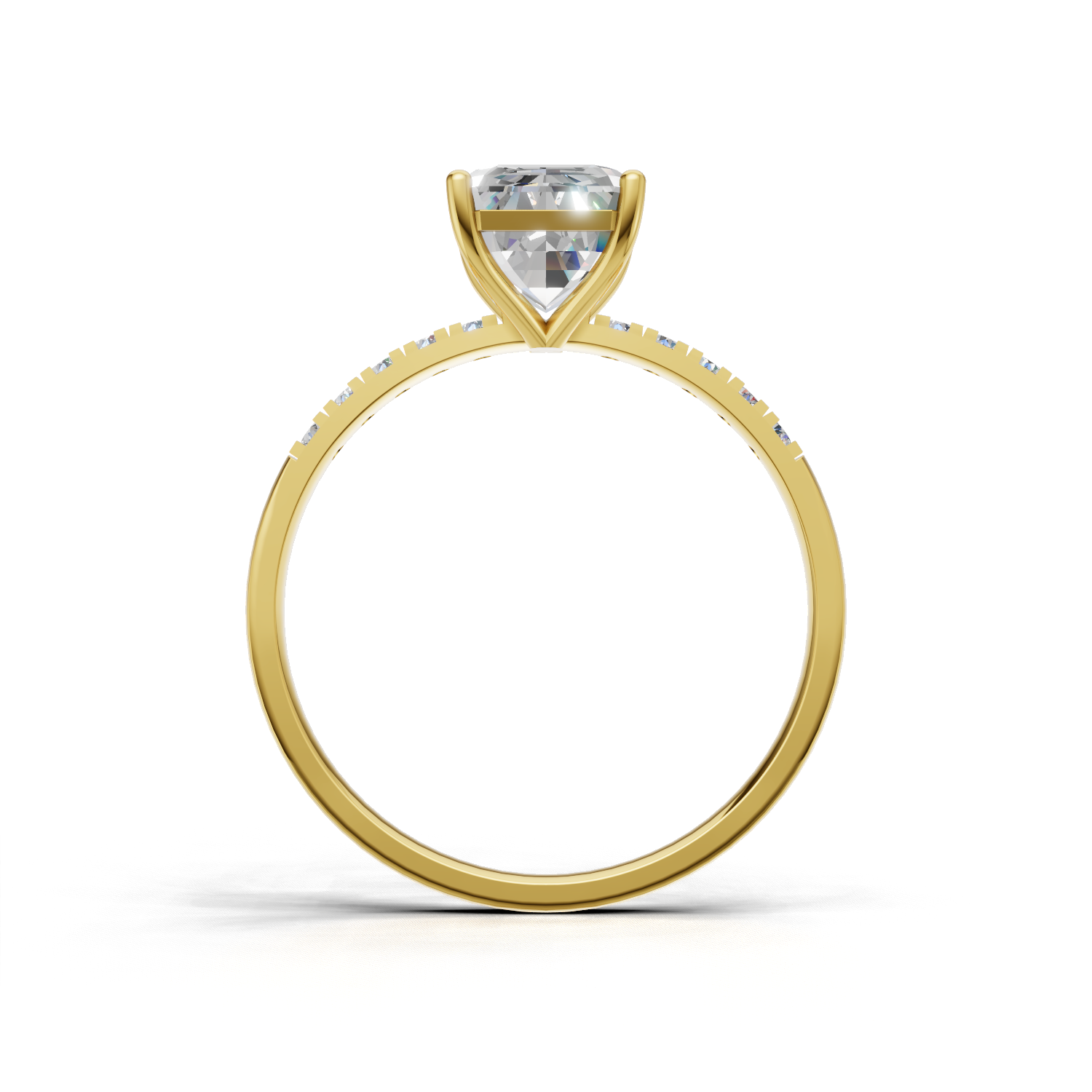 Ring Emerald Side Dia 18k Yellow Gold 1ct