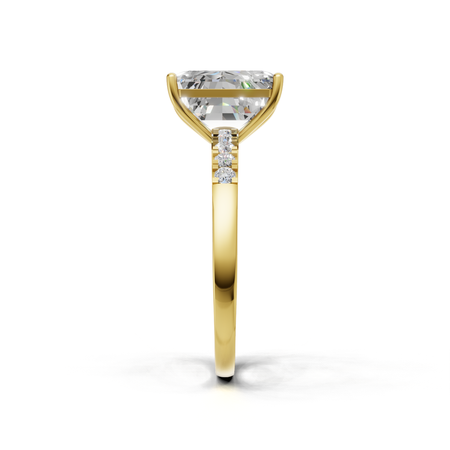 Ring Emerald Side Dia 18k Yellow Gold 1ct