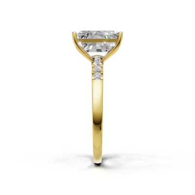 Ring Emerald Side Dia 18k Yellow Gold 1ct