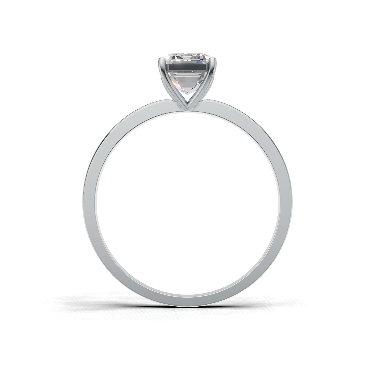 Ring Emerald Solitaire K14 White Gold 1ct