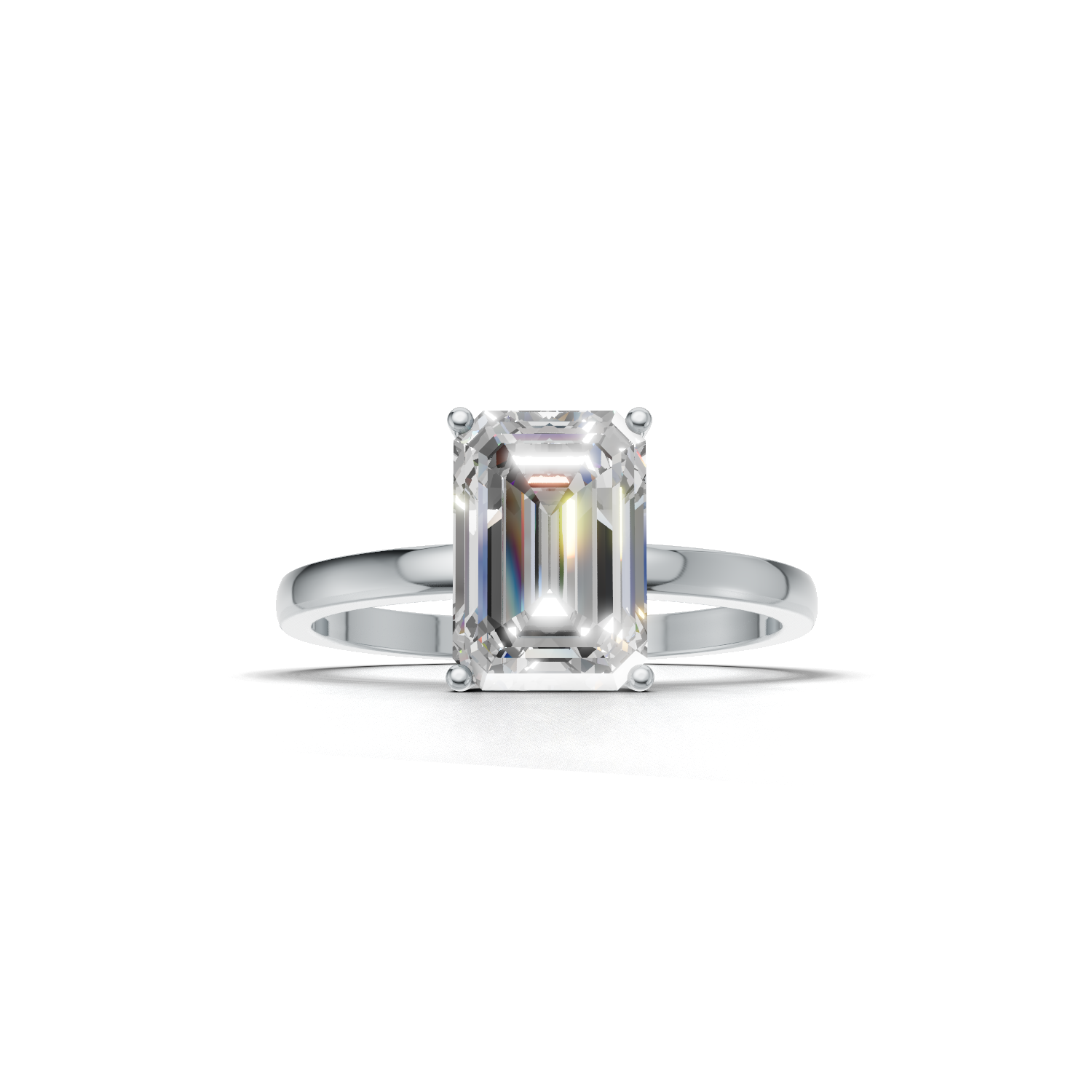 Ring Emerald Solitaire K14 White Gold 2ct