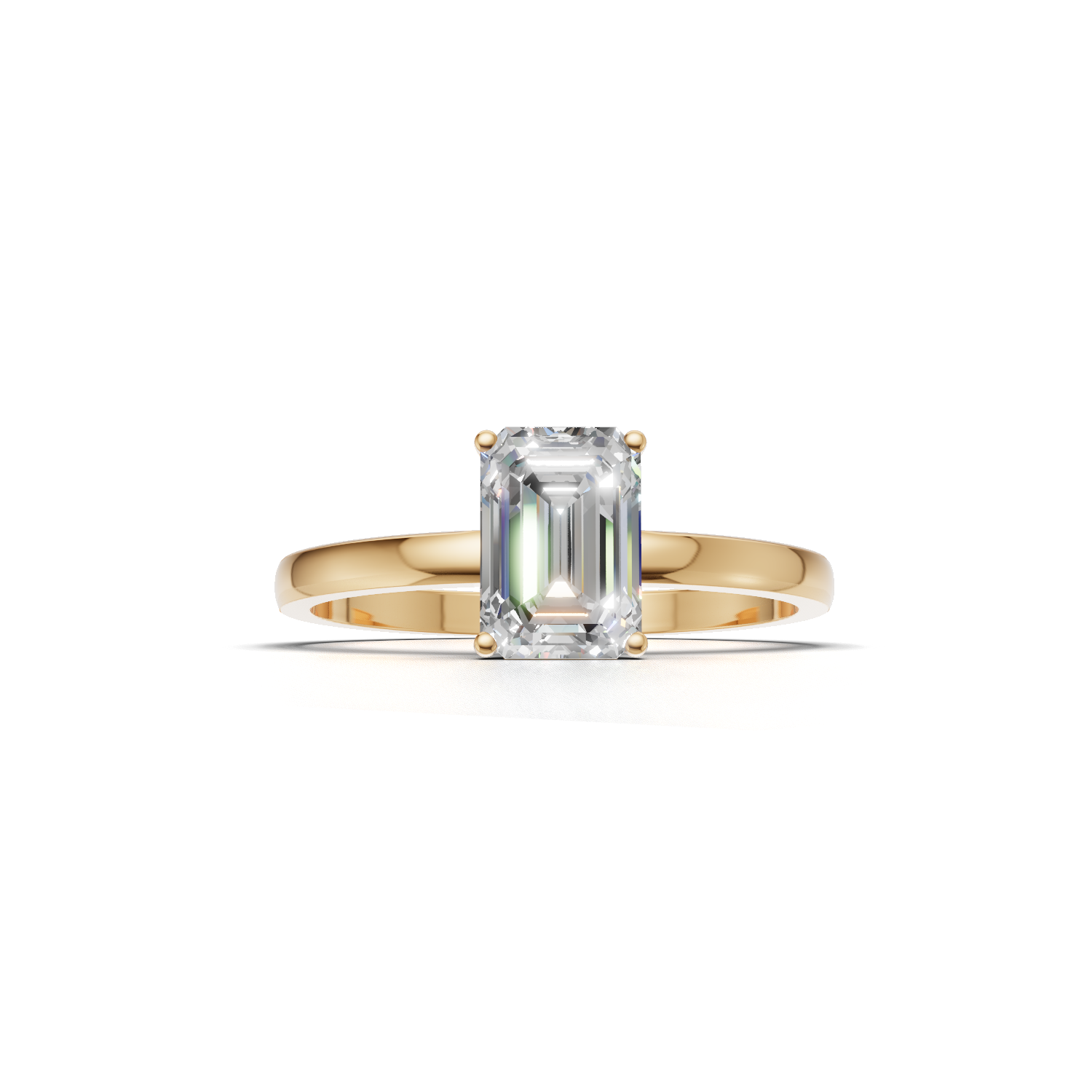 Ring Emerald Solitaire K14 Yellow Gold 1ct