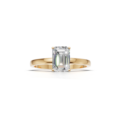 Ring Emerald Solitaire K14 Yellow Gold 1ct