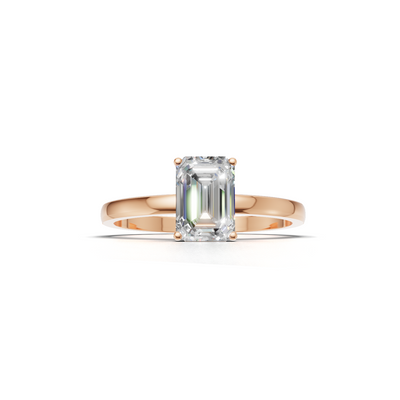 Ring Emerald Solitaire K18 Pink Gold 1ct