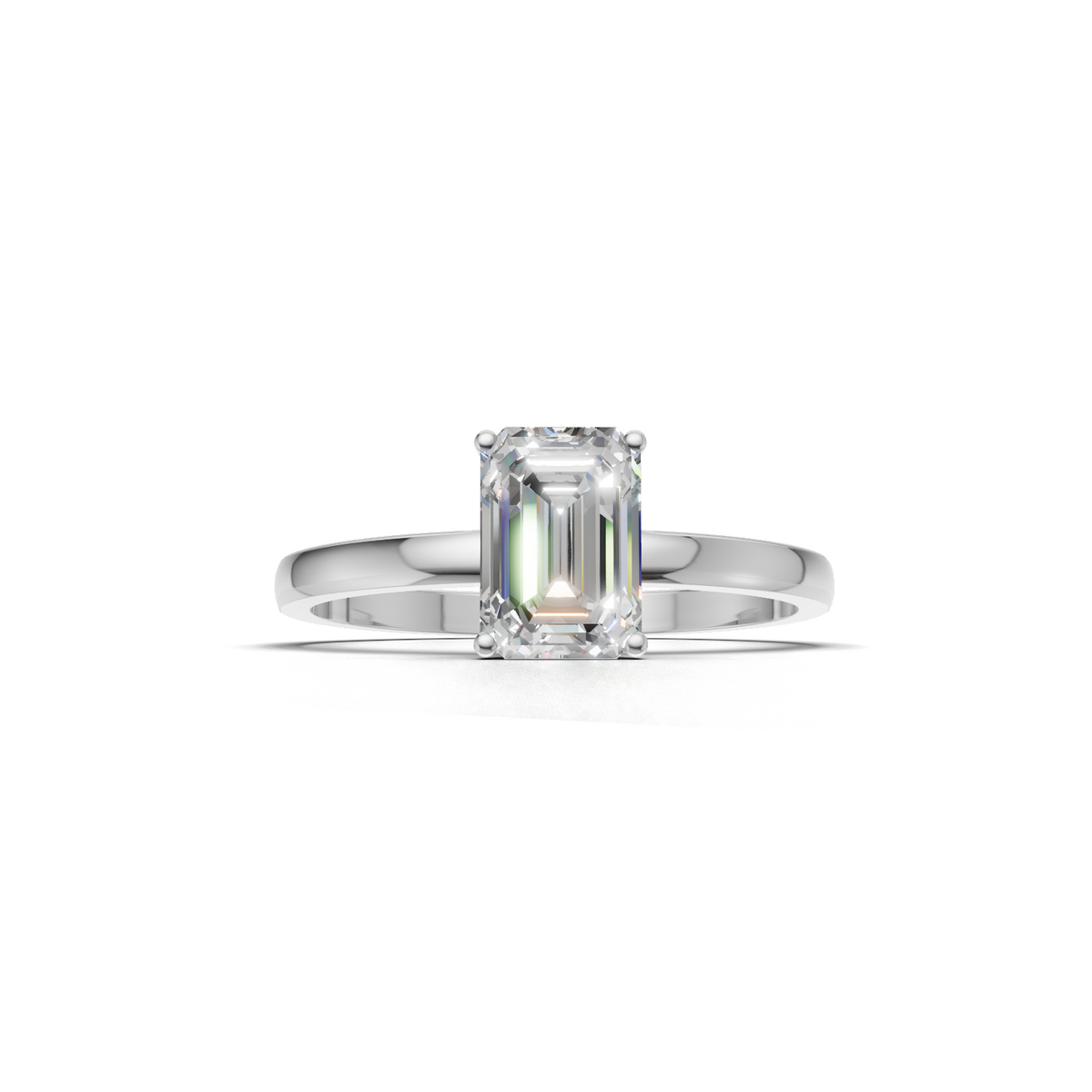 Ring Emerald Solitaire K18 White Gold 1ct