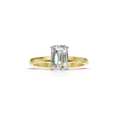 Ring Emerald Solitaire 18k Yellow Gold 1ct