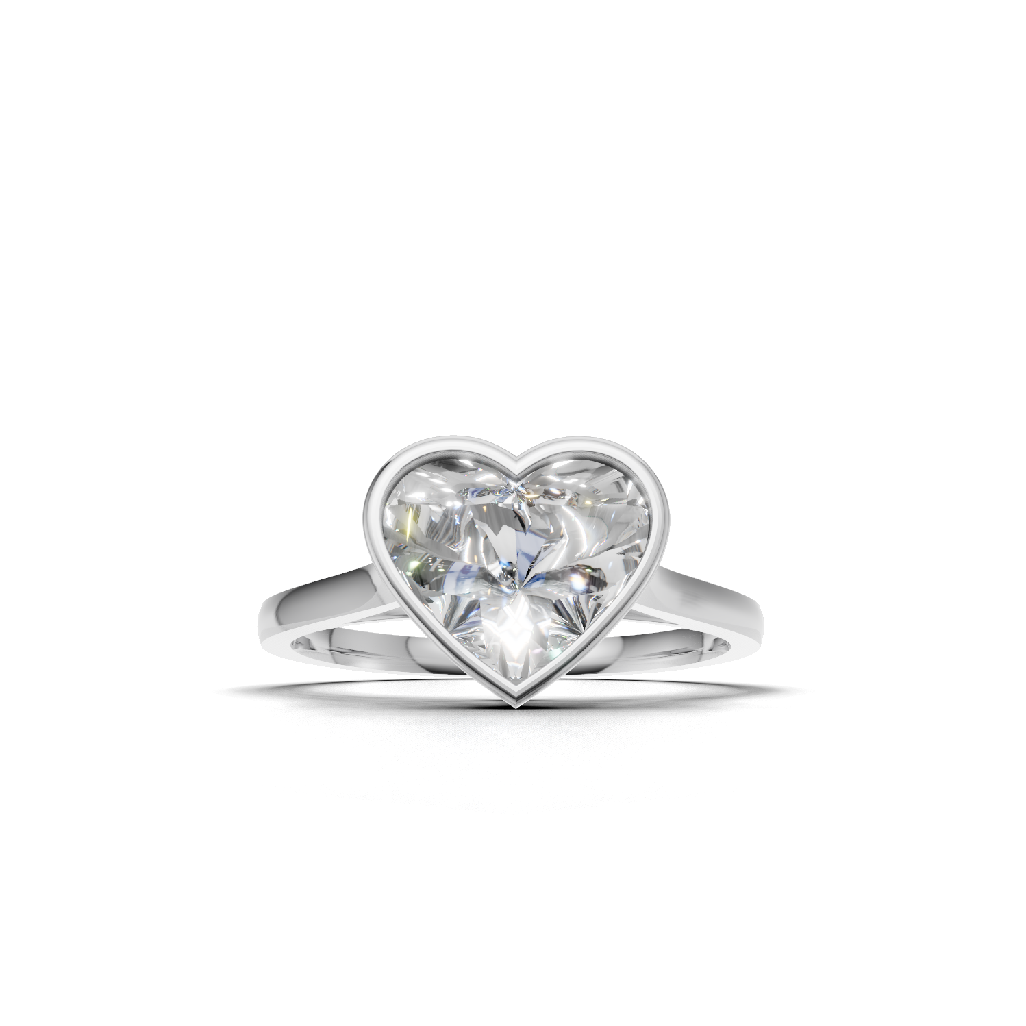 Ring Heart Bezel 18k White Gold 2ct