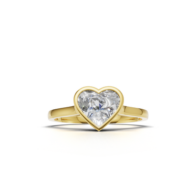 Ring Heart Bezel 18k Yellow Gold 1ct