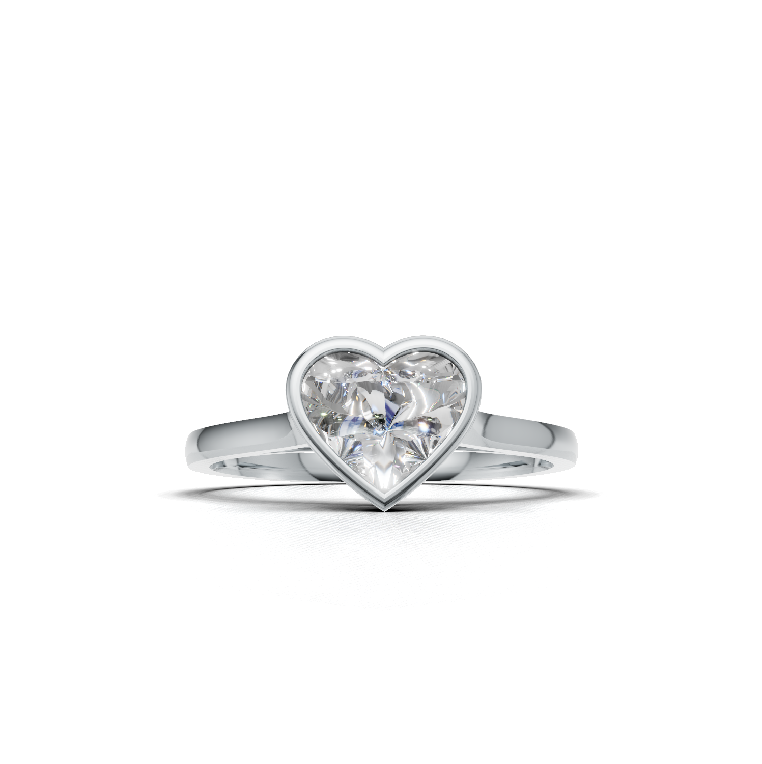 Ring Heart Bezel K14 White Gold 1ct