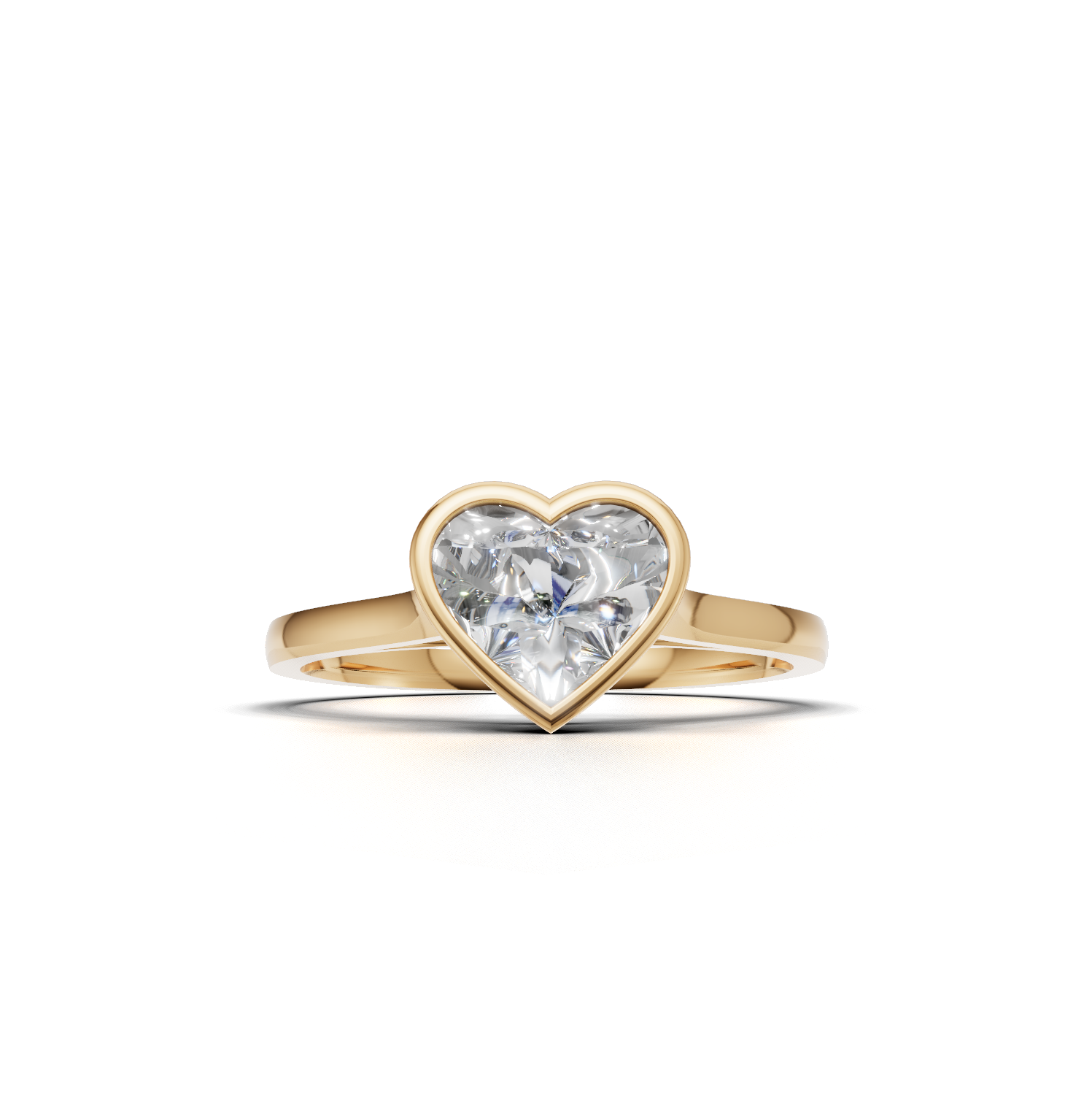 Ring Heart Bezel K14 Yellow Gold 1ct