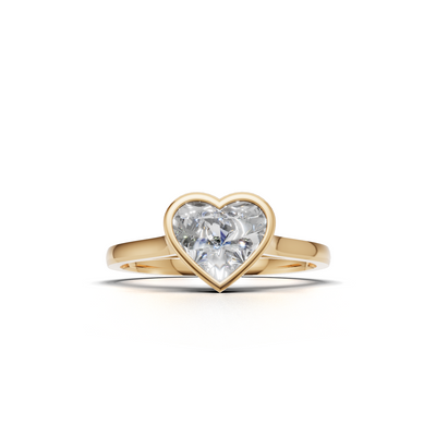Ring Heart Bezel K14 Yellow Gold 1ct