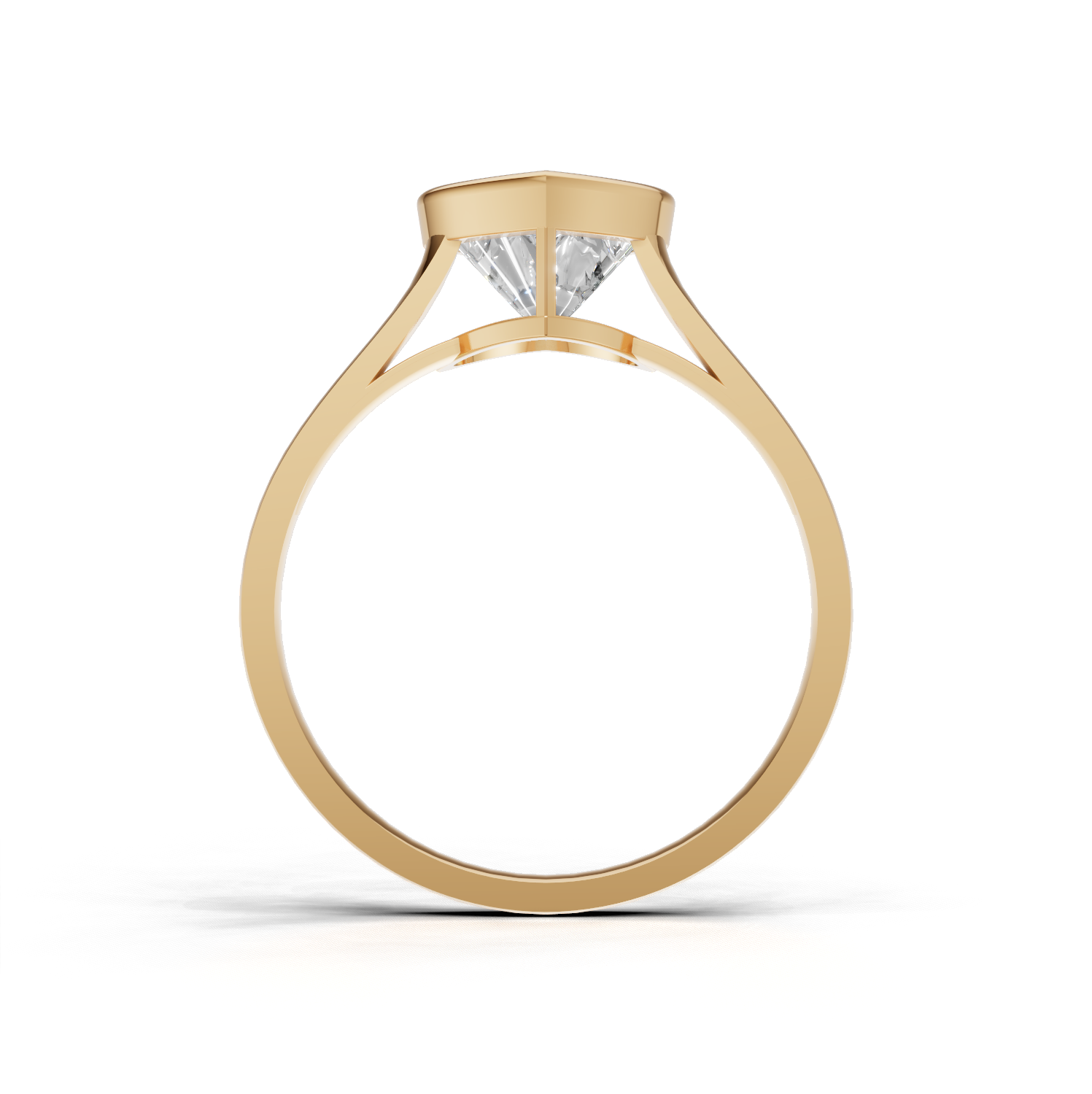 Ring Heart Bezel K14 Yellow Gold 1ct
