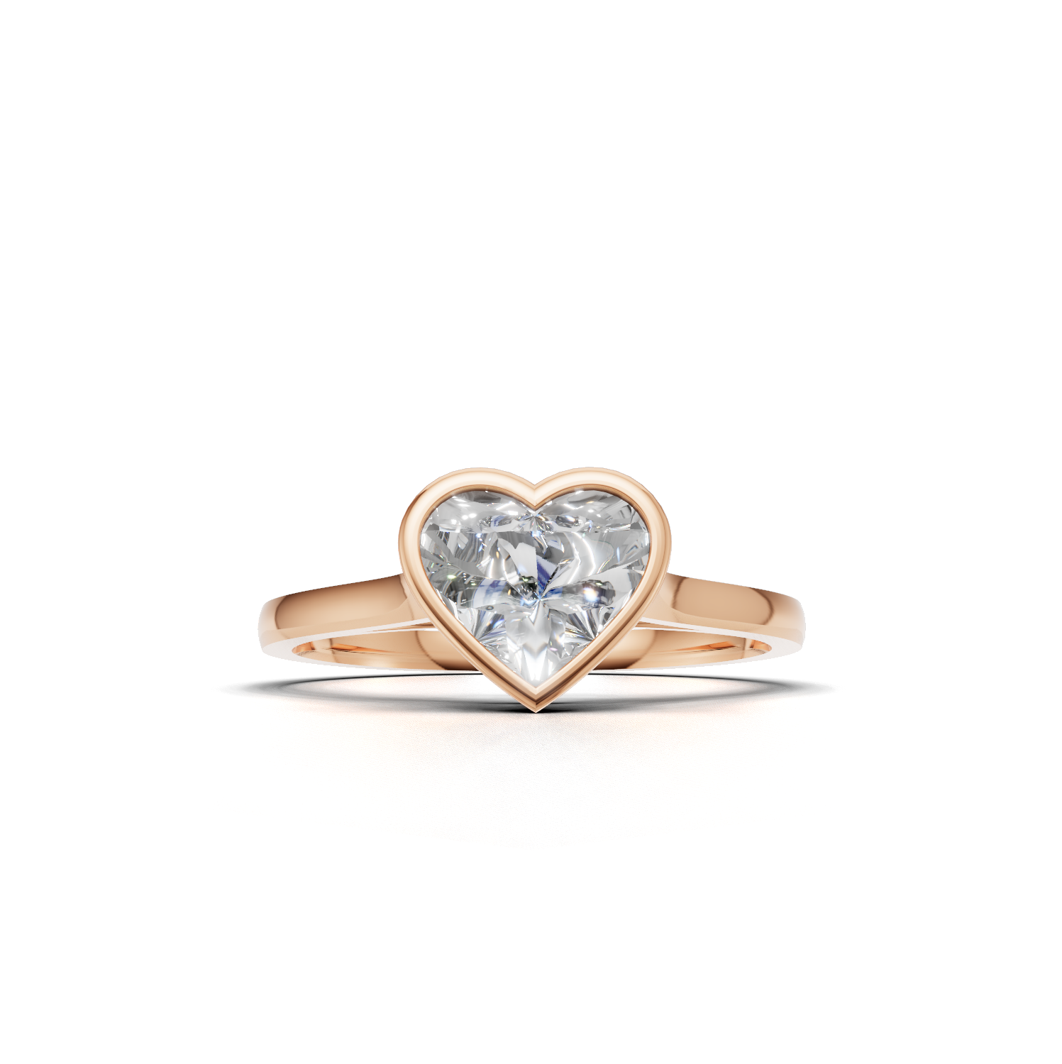 Ring Heart Bezel K18 Pink Gold 1ct