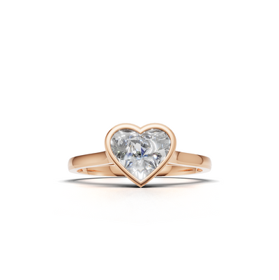 Ring Heart Bezel K18 Pink Gold 1ct