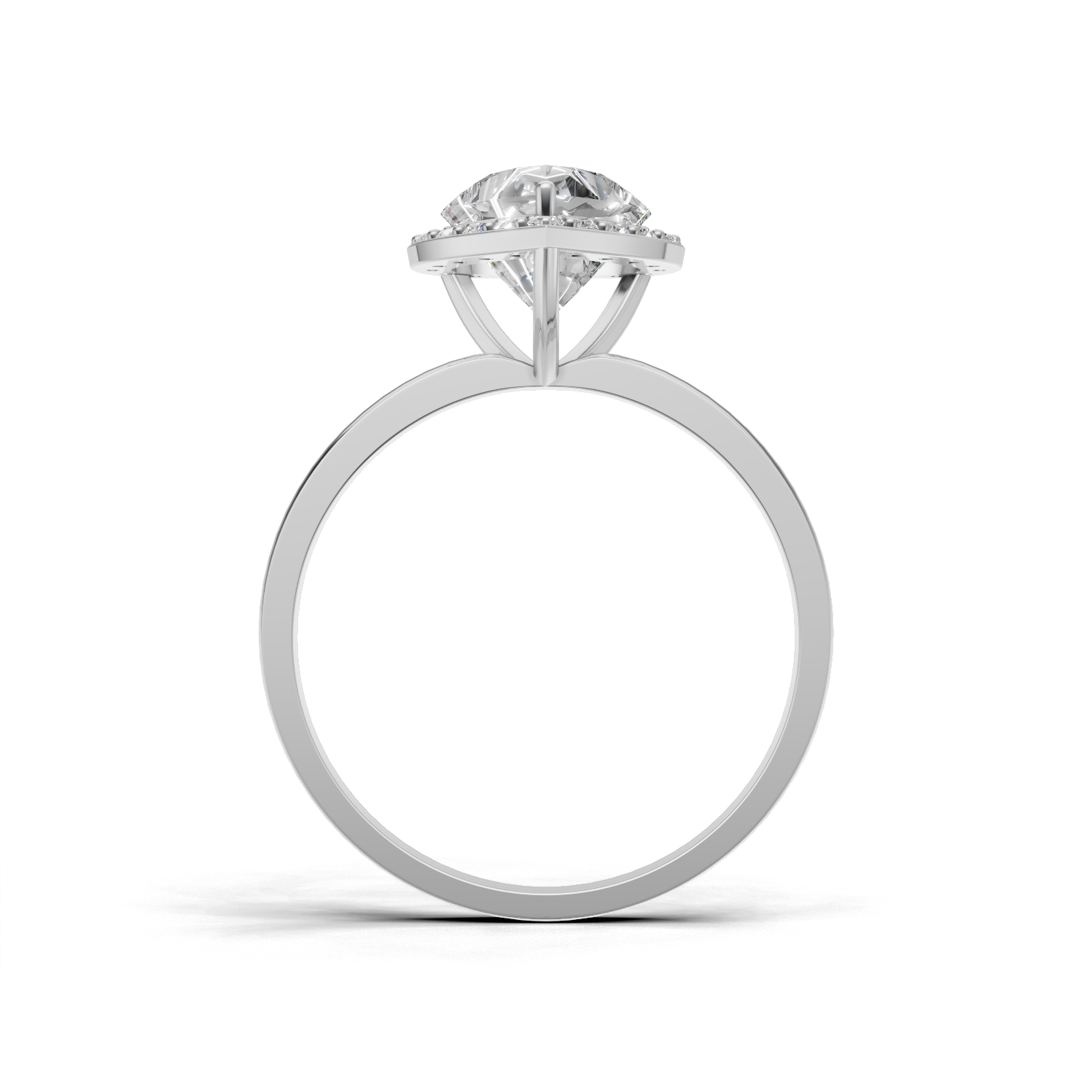 Ring Heart Halo 18k White Gold 1ct