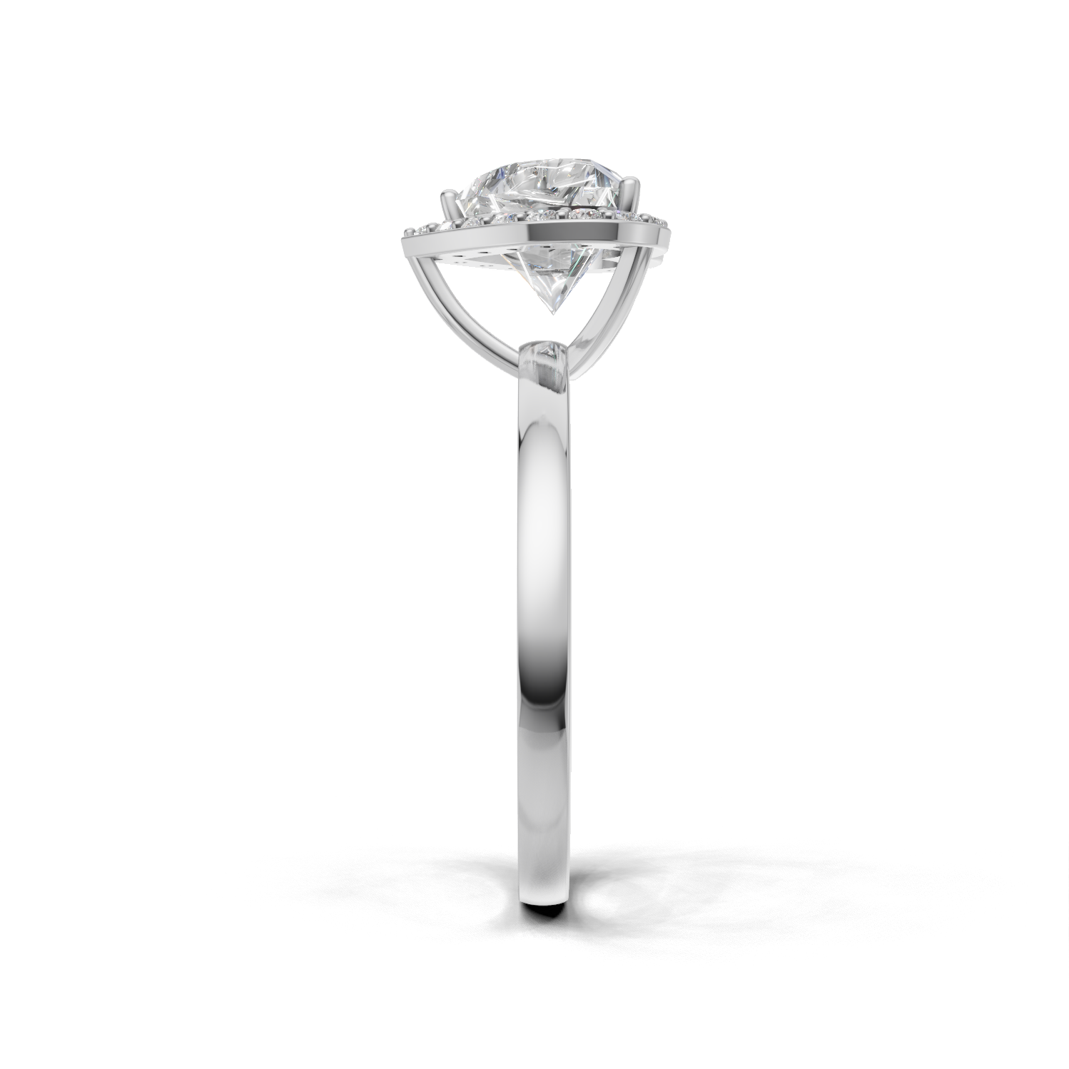 Ring Heart Halo 18k White Gold 1ct