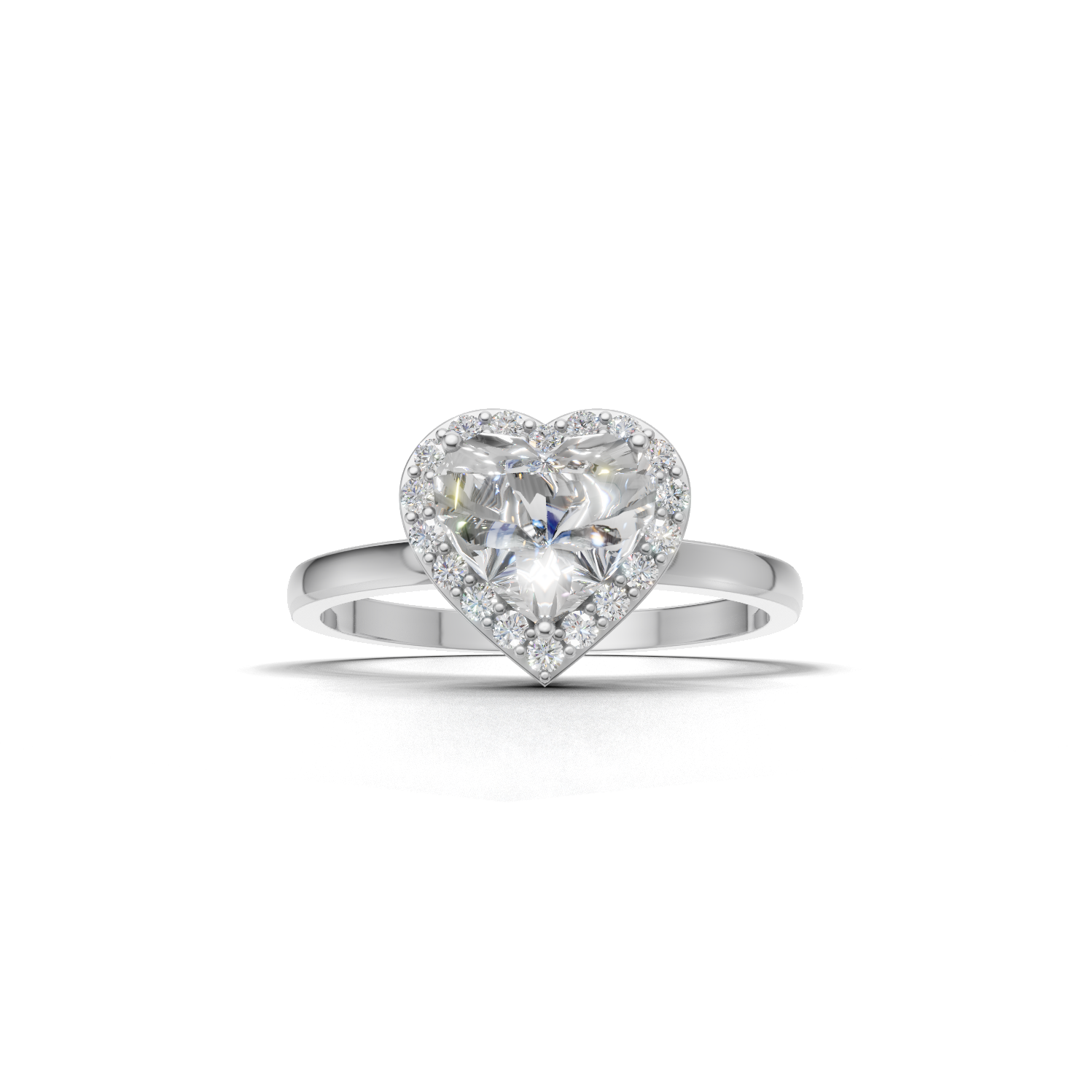 Ring Heart Halo 18k White Gold 2ct