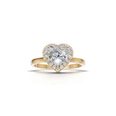Ring Heart Halo 18k Yellow Gold 1ct