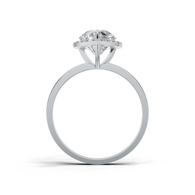 Ring Heart Halo K14 White Gold 1ct