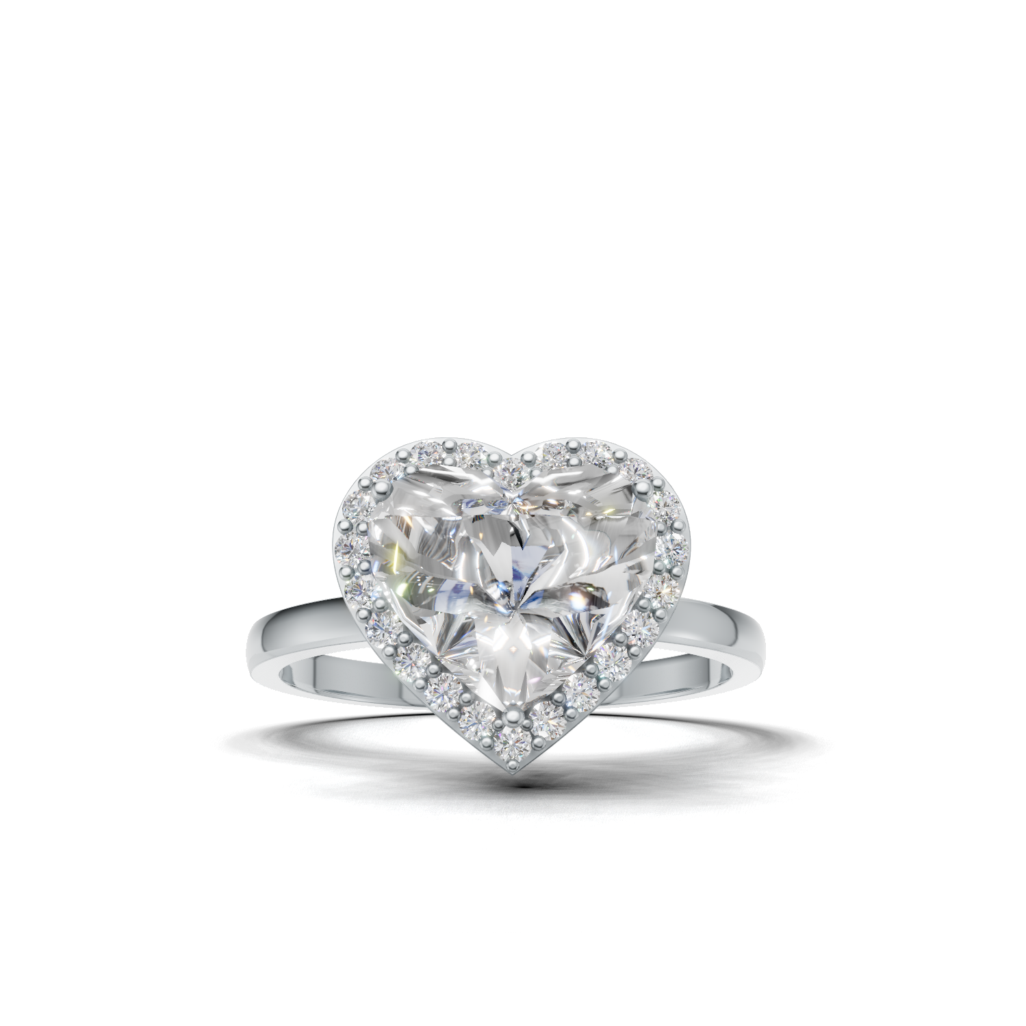 Ring Heart Halo K14 White Gold 2ct