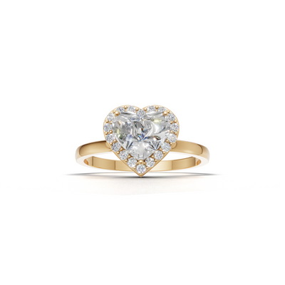 Ring Heart Halo K14 Yellow Gold 1ct