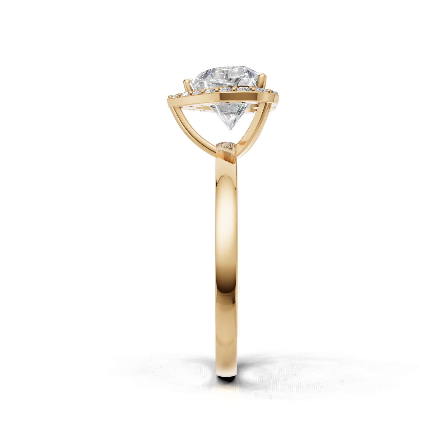 Ring Heart Halo K14 Yellow Gold 1ct