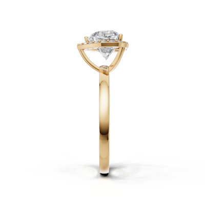 Ring Heart Halo K14 Yellow Gold 1ct
