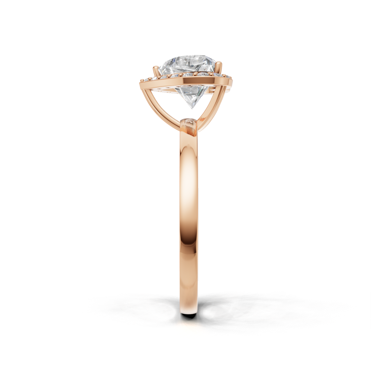 Ring Heart Halo K18 Pink Gold 1ct