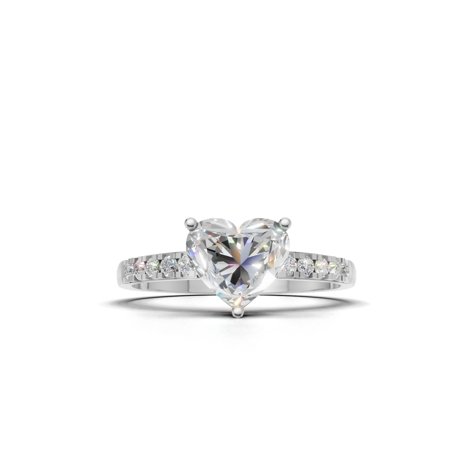 Ring Heart Side Dia 18k White Gold 1ct