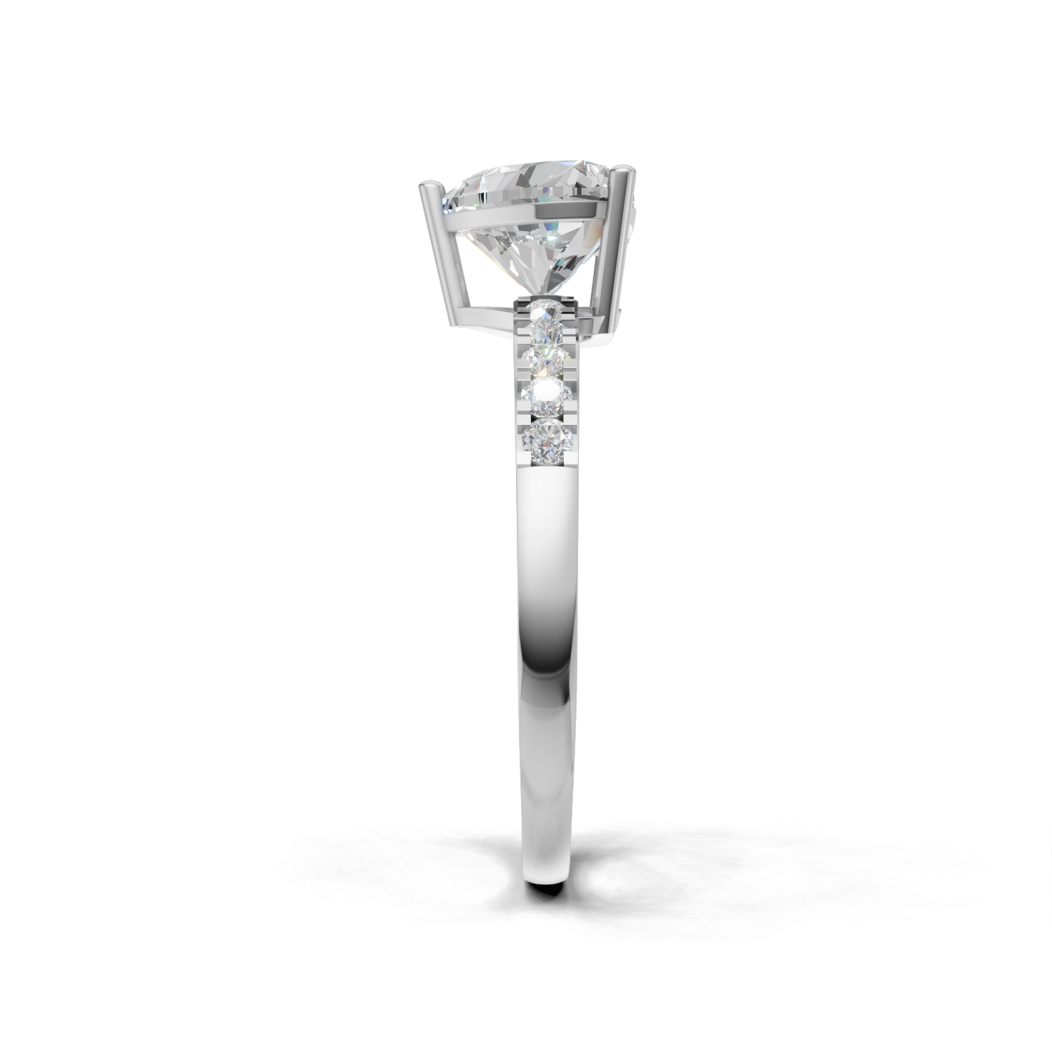 Ring Heart Side Dia 18k White Gold 1ct