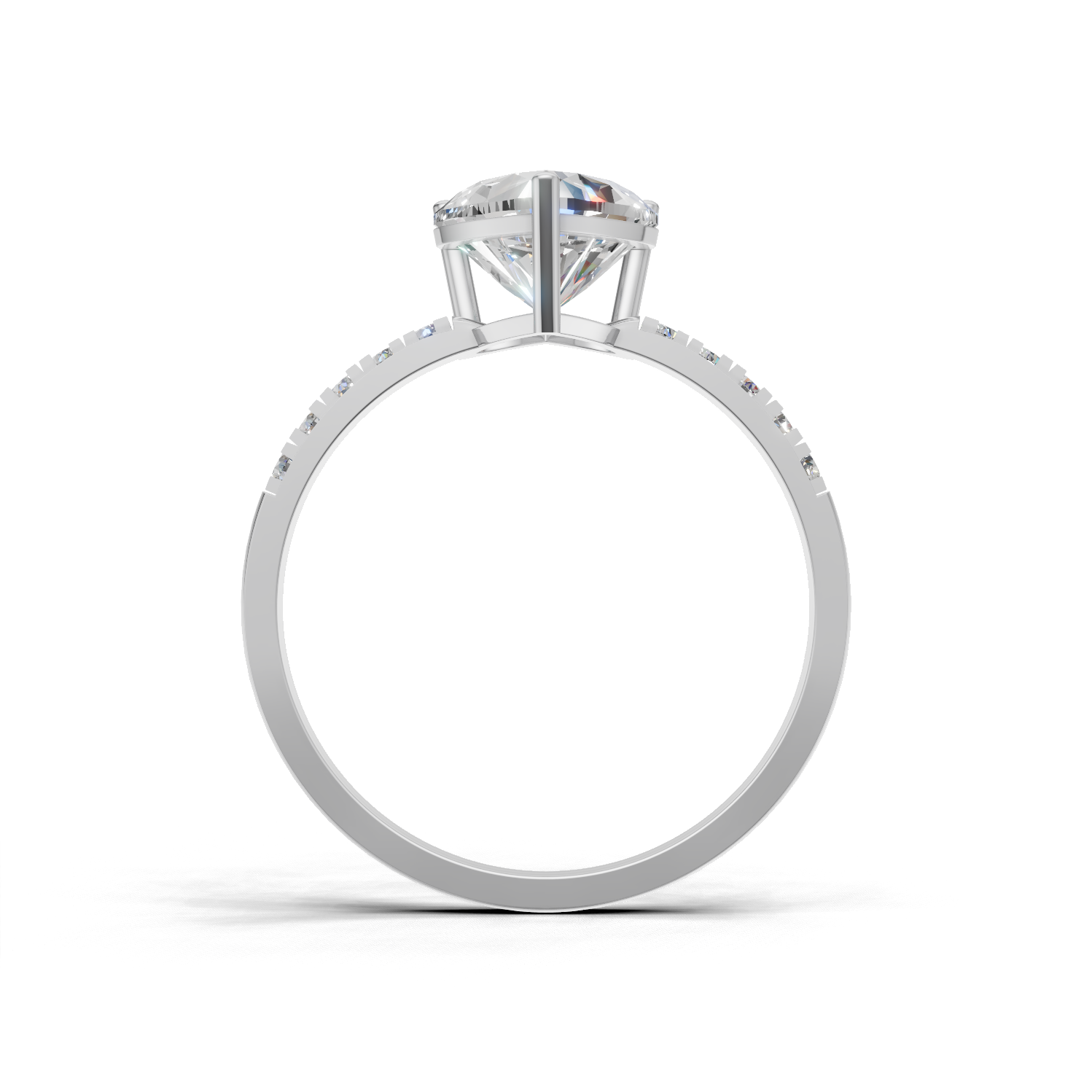Ring Heart Side Dia 18k White Gold 1ct
