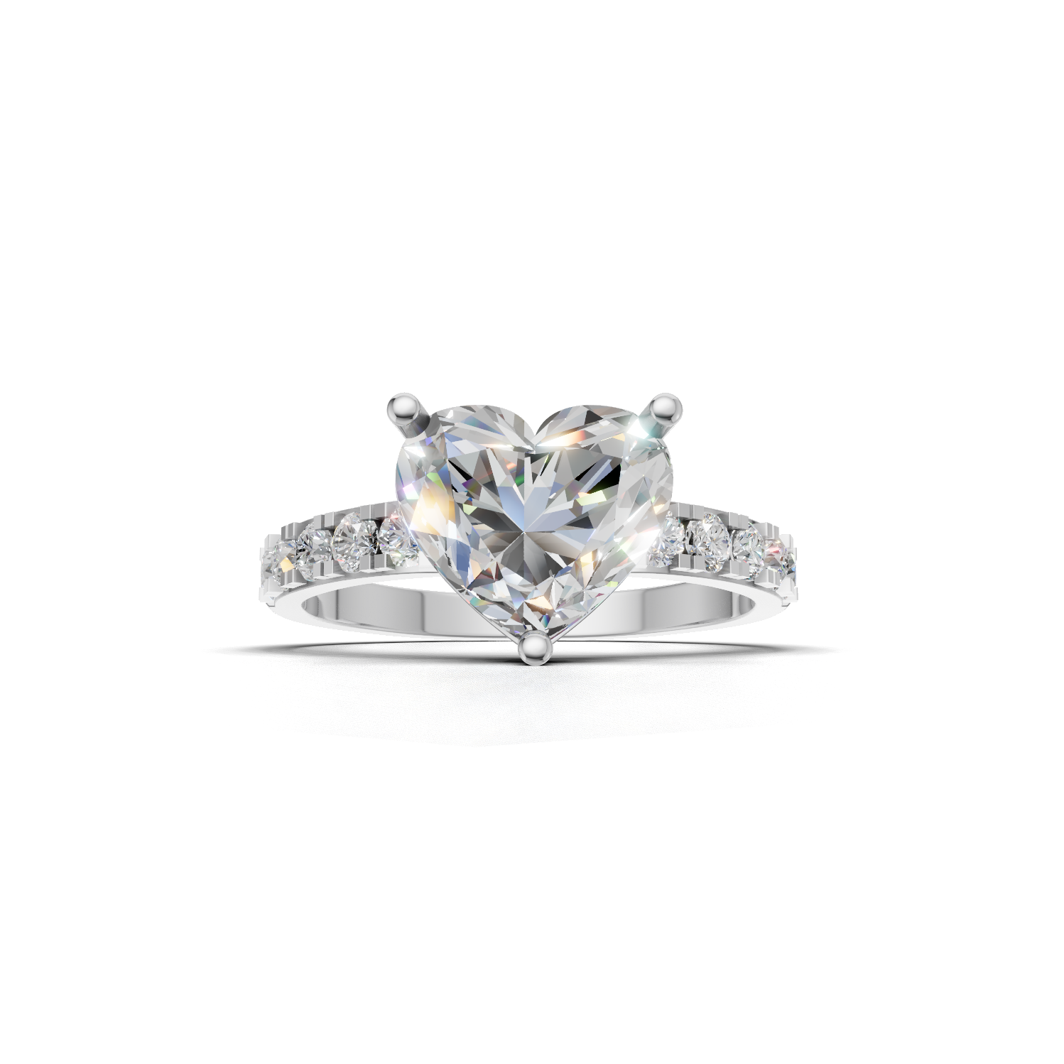Ring Heart Side Dia 18k White Gold 2ct
