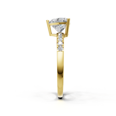 Ring Heart Side Dia 18k Yellow Gold 1ct