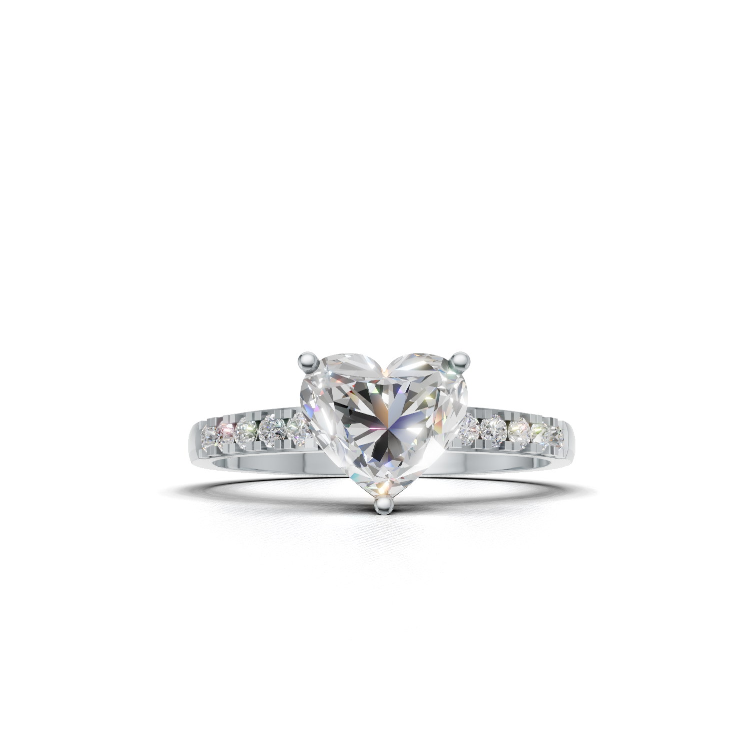 Ring Heart Side Dia K14 White Gold 1ct