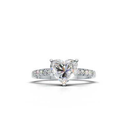 Ring Heart Side Dia K14 White Gold 1ct